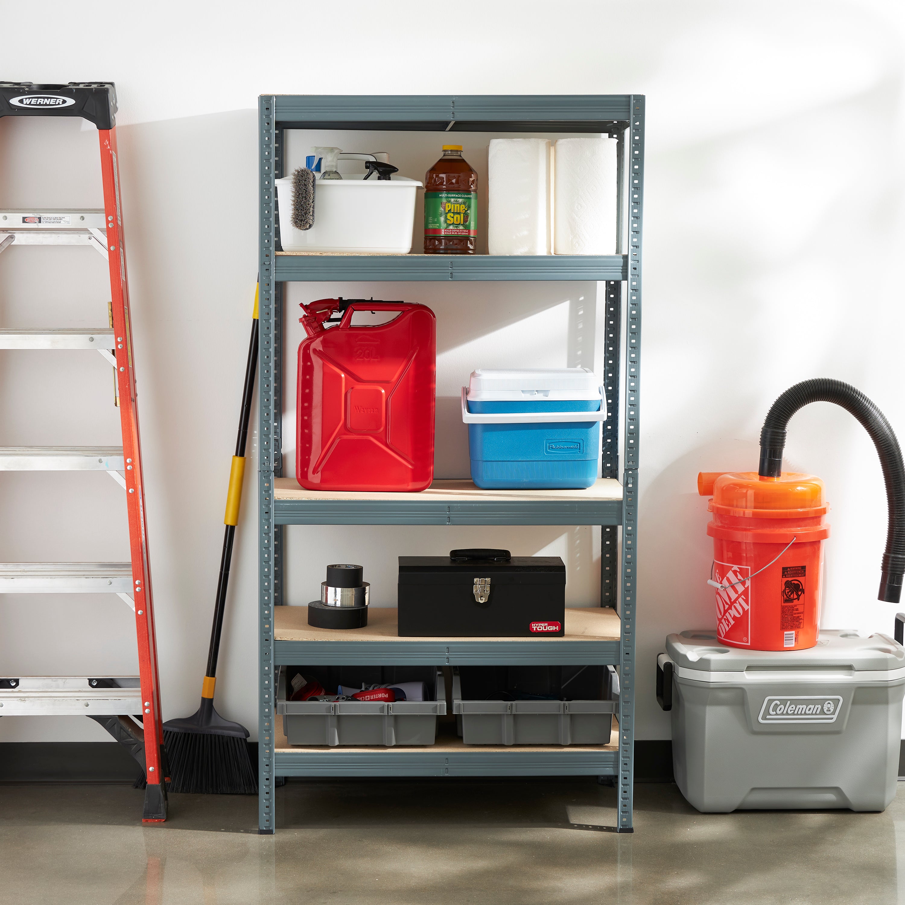 Trestles 36 x 72" 5 Adjustable Metal Shelve Garage Storage Unit, 800 lb Capacity - VMInnovations