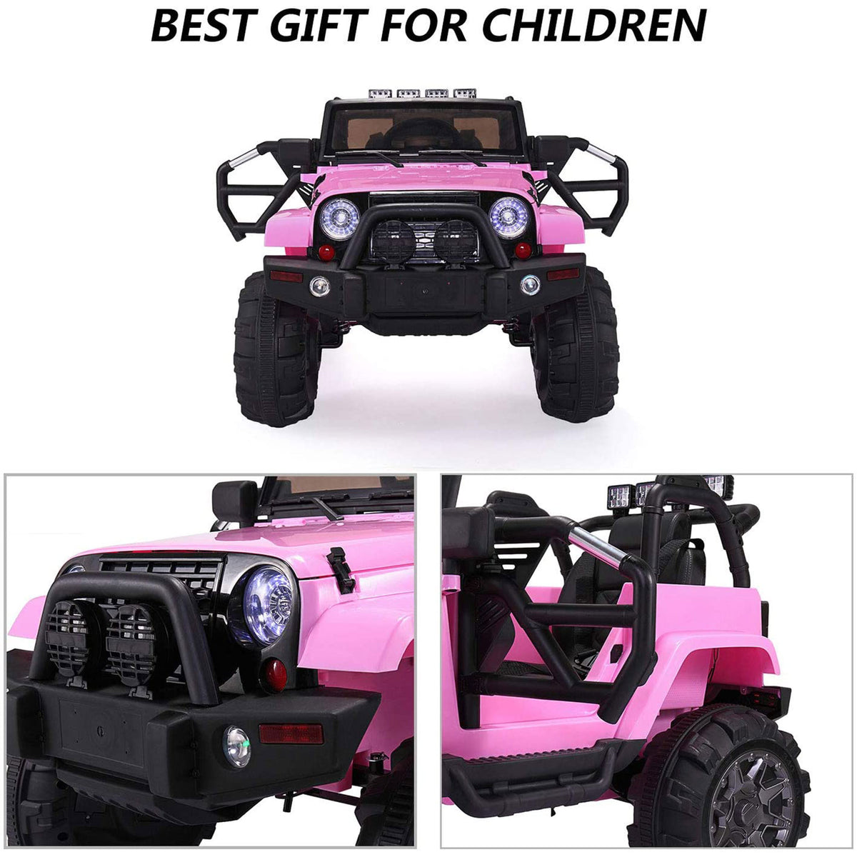 TOBBI 12V Kids Electric Battery Powered Wrangler Ride On Toy with Remote, Pink