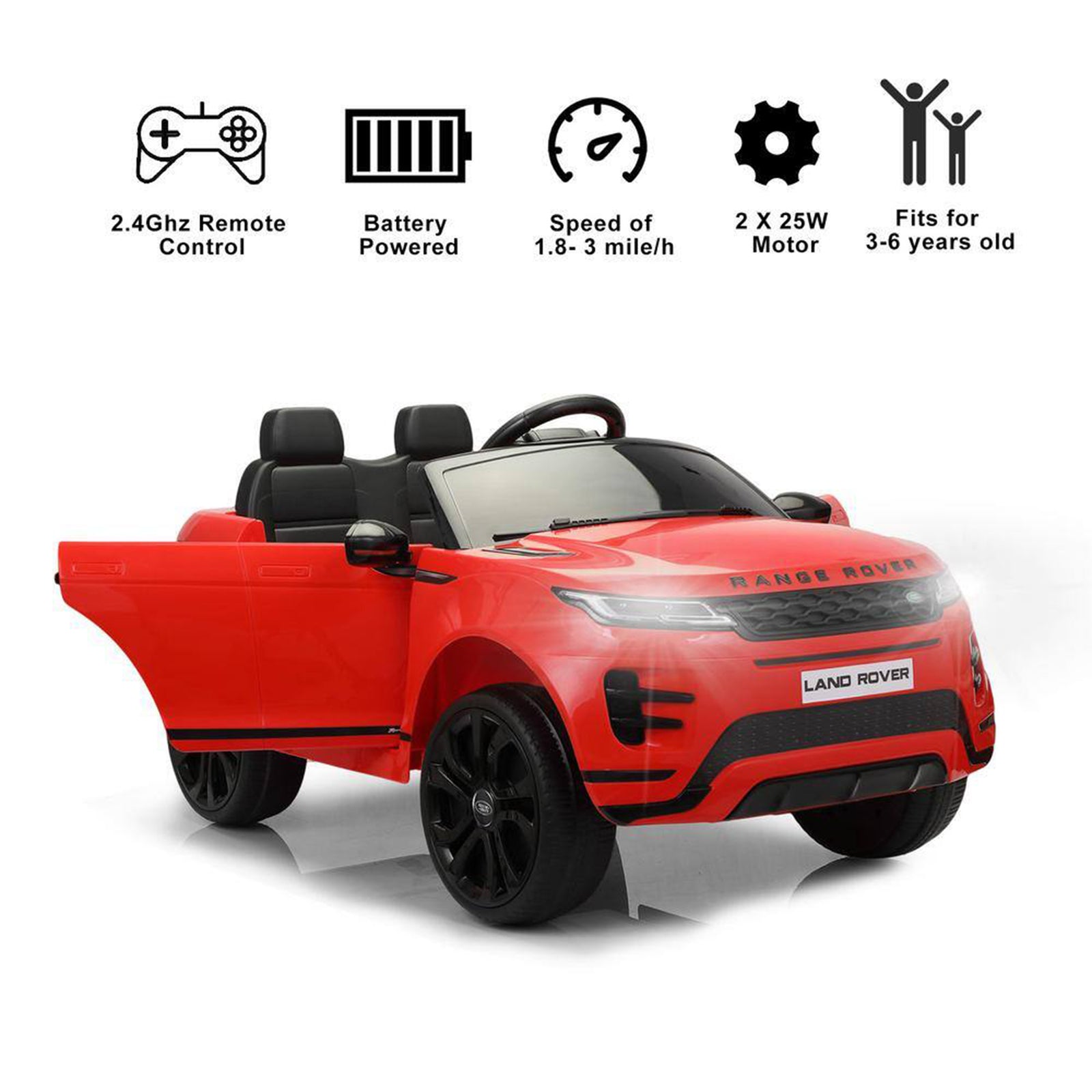 12V Kids Electric Battery Powered Licensed Land Rover Ride On Toy, Red(Open Box) - VMInnovations