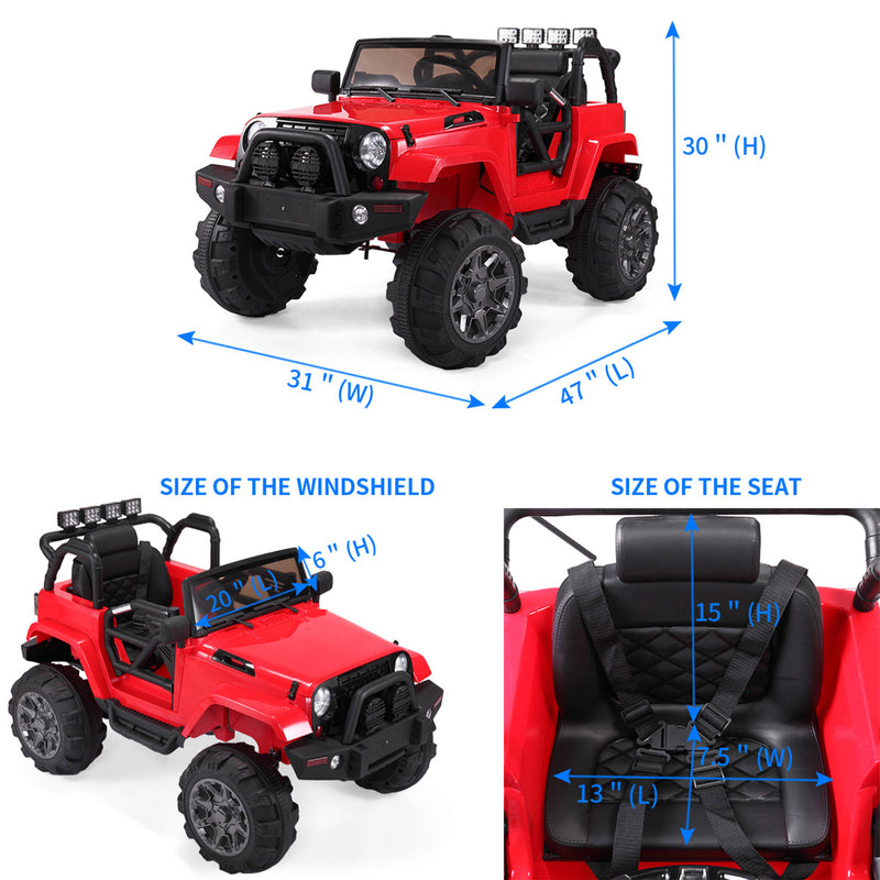 TOBBI 12V Kids Battery Powered Wrangler Ride On Toy with Remote, Red (For Parts)