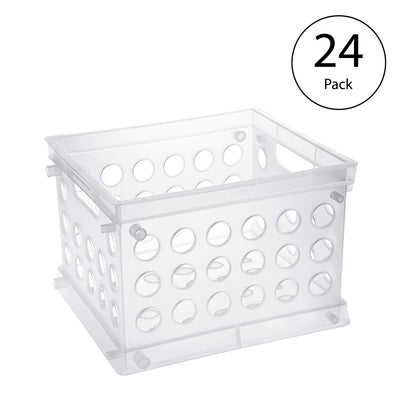 Sterilite Convenient Mini Square Small Storage Organizing Crate, Clear (24 Pack)