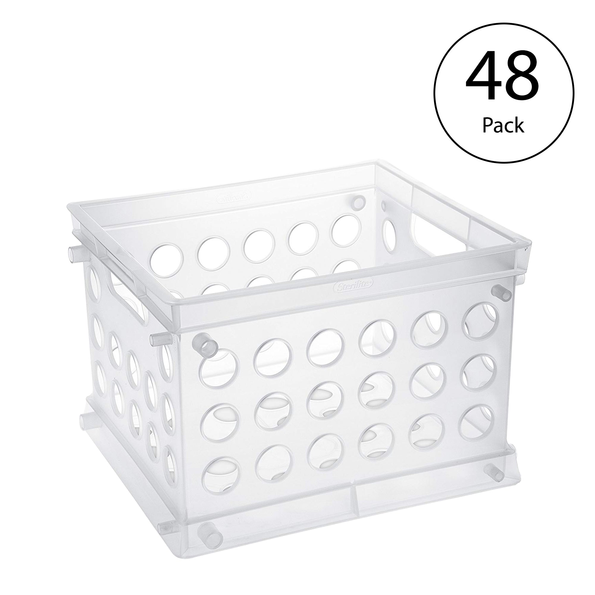 Sterilite Convenient Mini Square Small Storage Organizing Crate, Clear (48 Pack)