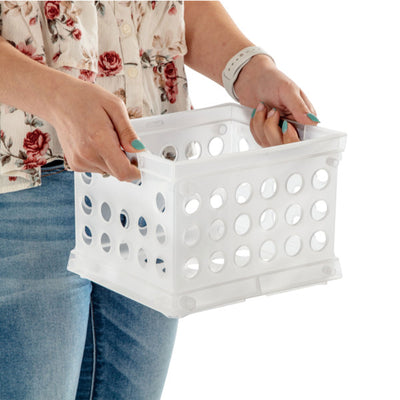 Sterilite Convenient Mini Square Small Storage Organizing Crate, Clear (12 Pack) - VMInnovations