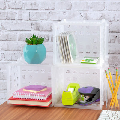 Sterilite Convenient Mini Square Small Storage Organizing Crate, Clear (12 Pack) - VMInnovations