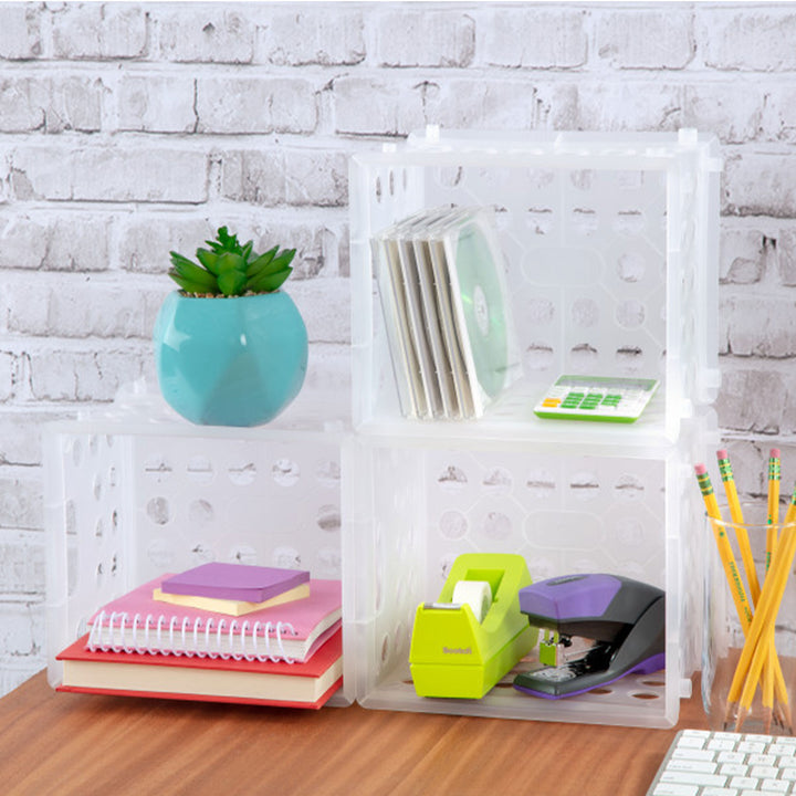 Sterilite Convenient Mini Square Small Storage Organizing Crate, Clear (36 Pack) - VMInnovations
