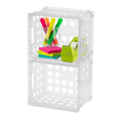Sterilite Convenient Mini Square Small Storage Organizing Crate, Clear (12 Pack) - VMInnovations