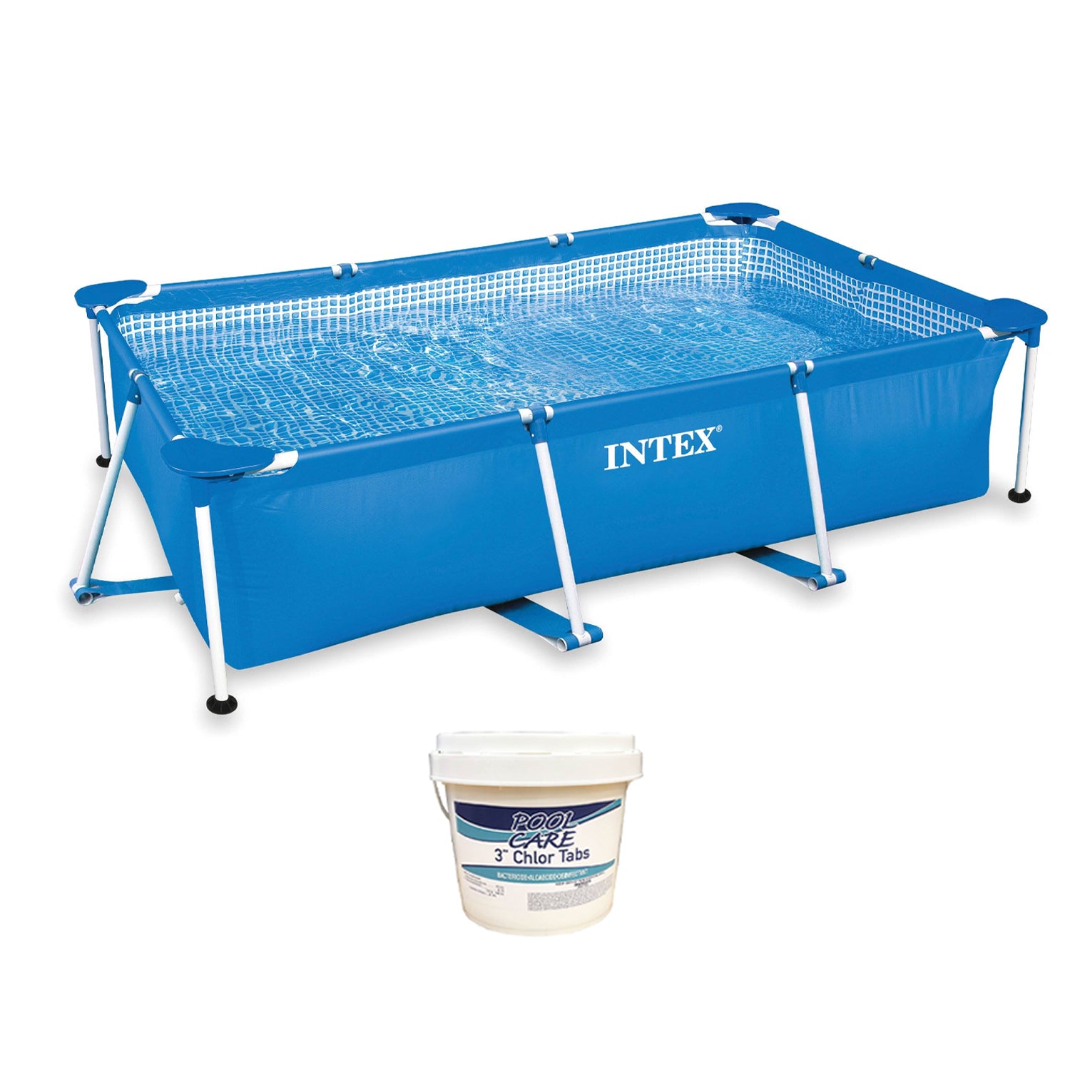 Intex 8.5ft x 26in Frame Above Ground Baby Splash Swimming Pool & Chlorine Tabs