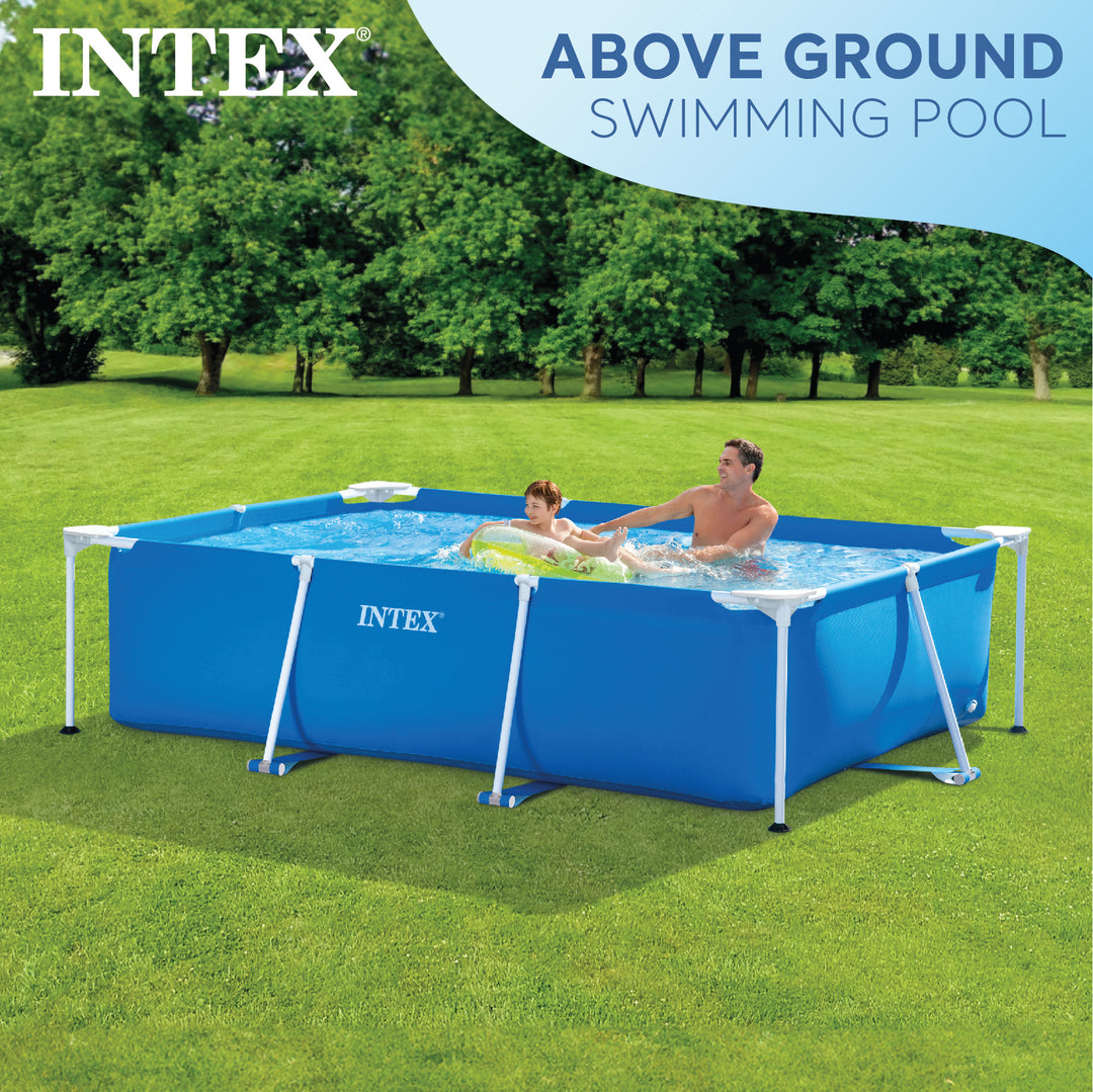 Intex 8.5ft x 26in Rectangular Frame Above Ground Backyard Swimming Pool, Blue