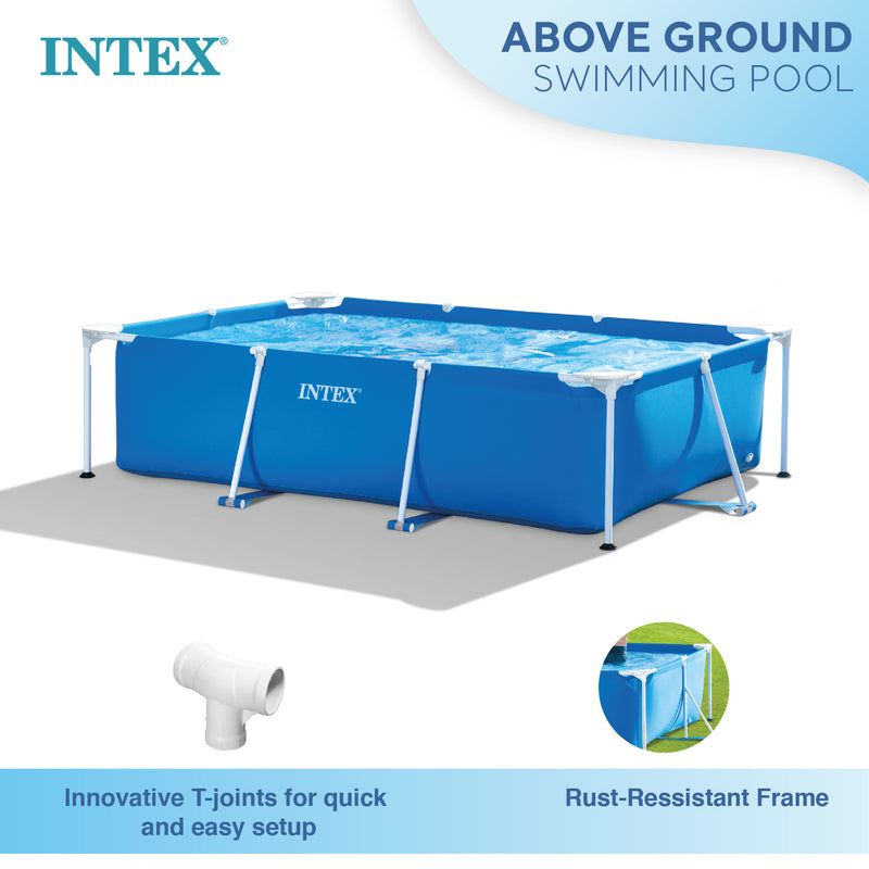 Intex 8.5ft x 26in Rectangular Frame Above Ground Backyard Pool, Blue (Used)