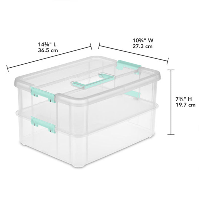 Sterilite Stack and Carry 2 Layer Handle Box Stackable Storage Container, 4 Pack