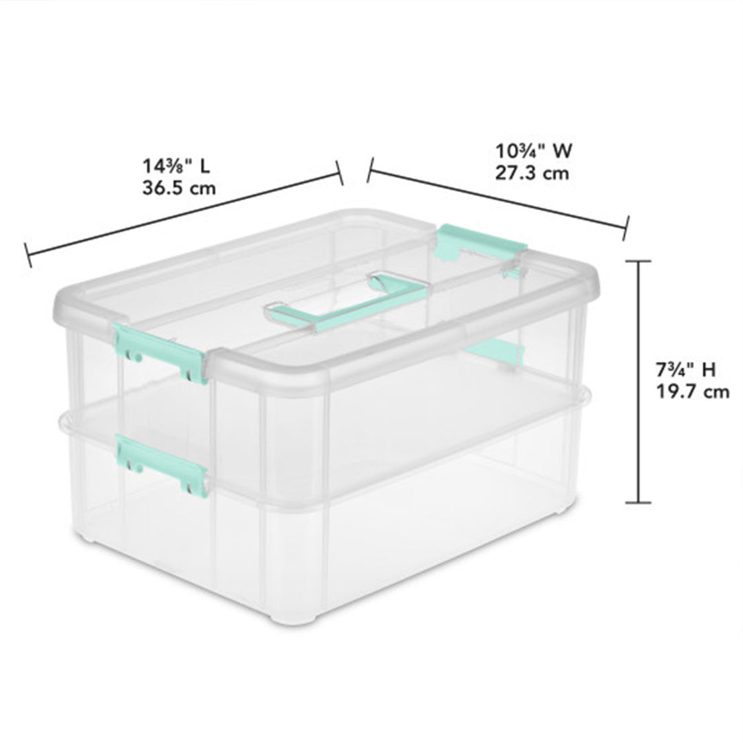 Sterilite Convenient Home 2-Tier Layer Stack Carry Storage Box, Clear (8 Pack)