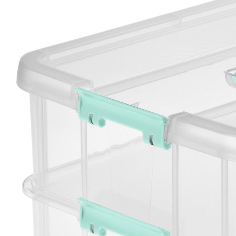 Sterilite Stack and Carry 2 Layer Handle Box Stackable Storage Container, 4 Pack