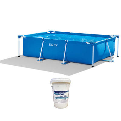 Intex 9.8ft x 29.5in Frame Outdoor Above Ground Swimming Pool & Chlorine Tabs