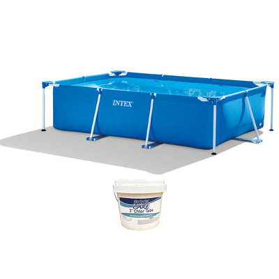 Intex 9.8ft x 29.5in Frame Outdoor Above Ground Swimming Pool & Chlorine Tabs