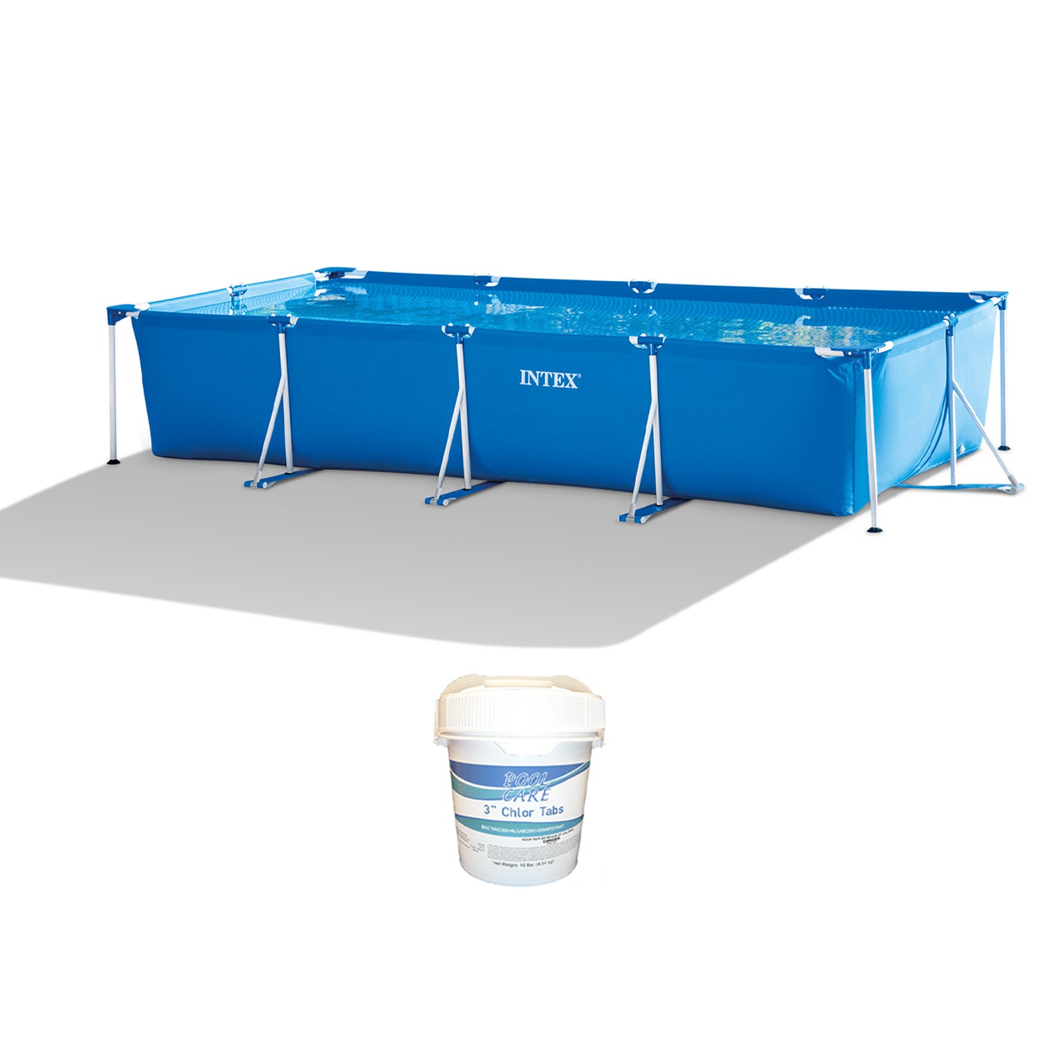 Intex 14.75ft x 33In Frame Outdoor Above Ground Swimming Pool & Chlorine Tabs - VMInnovations