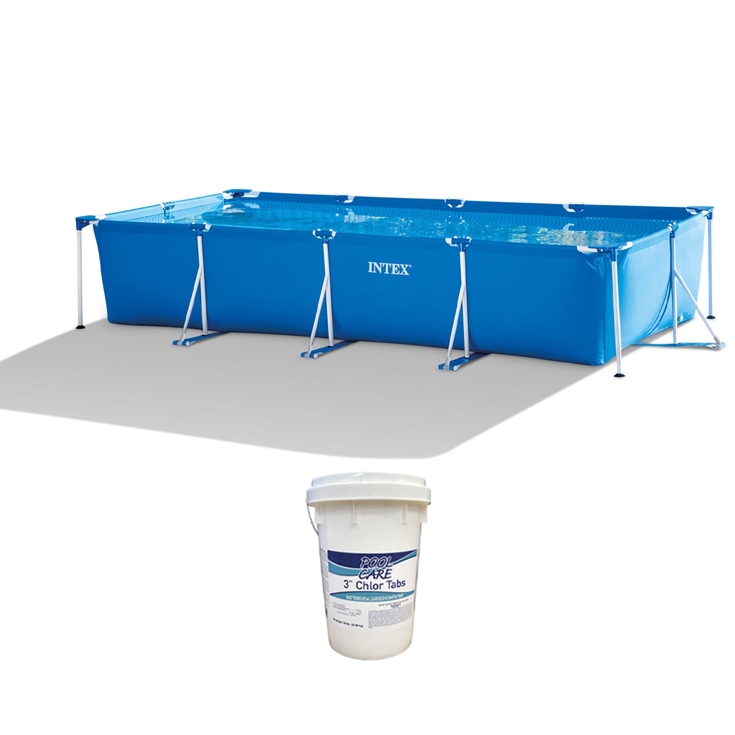 Intex 14.75ft x 33In Frame Outdoor Above Ground Swimming Pool & Chlorine Tabs