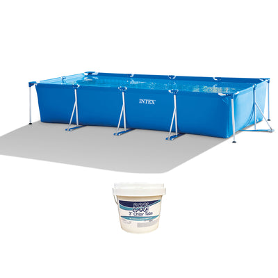 Intex 14.75ft x 33In Frame Outdoor Above Ground Swimming Pool & Chlorine Tabs - VMInnovations
