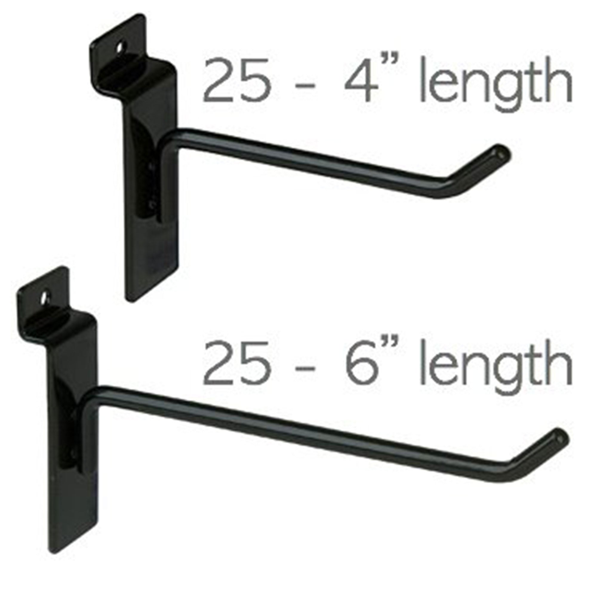 Only Garment Racks Hooks for Slatwall Panels, 4in 25-Pk & 6in 25-Pk (Open Box)