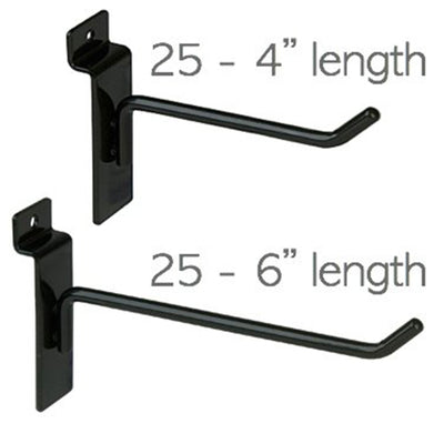 Only Garment Racks Hooks for Slatwall Panels, 4in 25-Pk & 6in 25-Pk (Open Box)