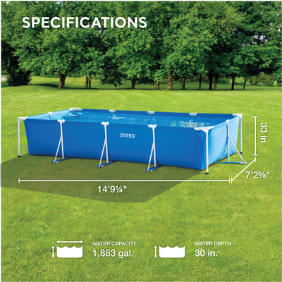 Intex 14ft x 33in Rectangular Above Ground Backyard Pool with Filter - VMInnovations