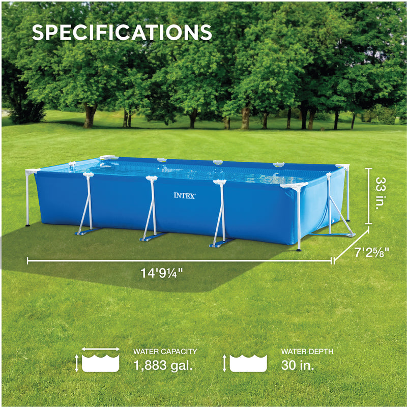 Intex 14ft x 33in Rectangular Above Ground Backyard Pool with Filter