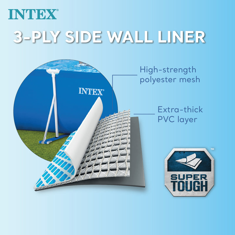 Intex 14ft x 33in Rectangular Above Ground Backyard Pool with Filter