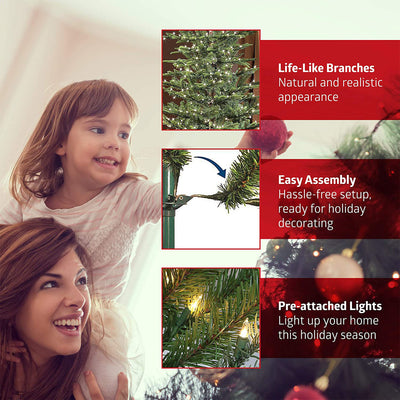 Puleo International 7.5' Pre-lit Christmas Tree w/ 700 Clear Lights, Green(Used) - VMInnovations