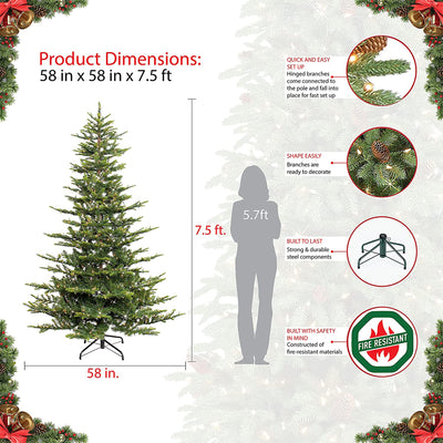 Puleo International 7.5' Pre-lit Christmas Tree w/ 700 Clear Lights, Green(Used) - VMInnovations