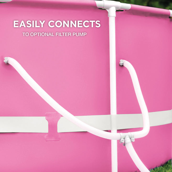 28290EH 8ft x 30in Round Metal Frame Above Ground Swimming Pool, Pink (Open Box) - VMInnovations
