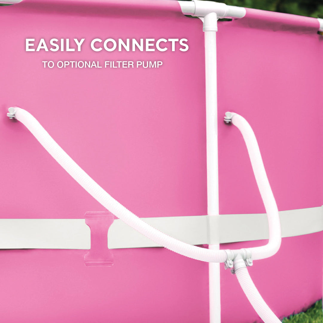 Intex 28290EH 8' x 30" Round Metal Frame Above Ground Swimming Pool, Pink (Used) - VMInnovations