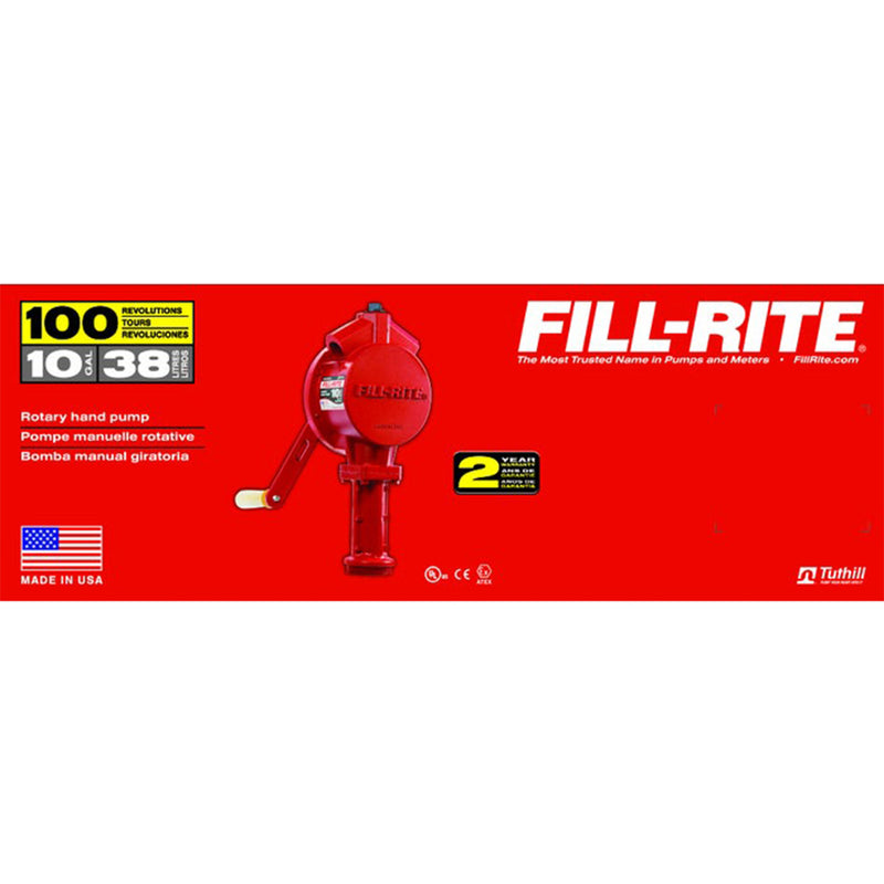 Fill-Rite FR113 Fuel Transfer Rotary Hand Pump with Spout and Suction Pipe, Red