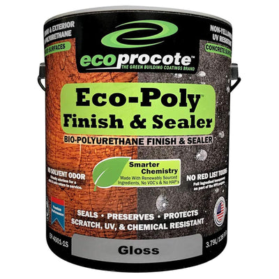 EcoProCote Eco-Poly Wood Floor and Concrete Finish and Sealer, 1 Gallon, Gloss