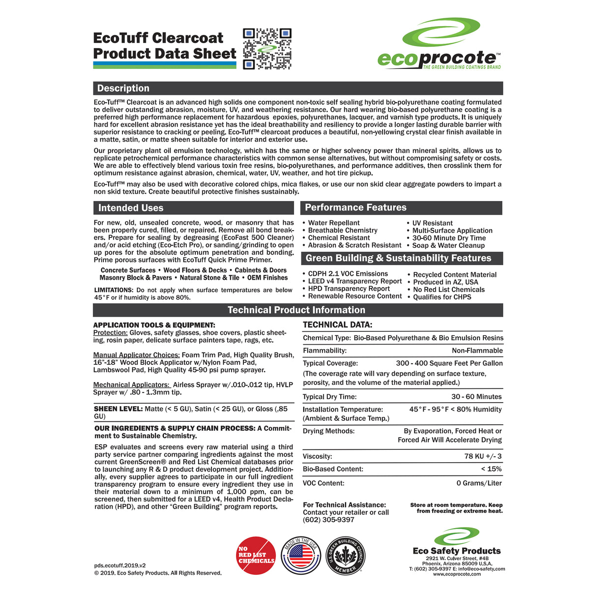 EcoProCote Eco Tuff 5 Gal Clear Coat Sealer Kit for Concrete & Wood Floor, Satin