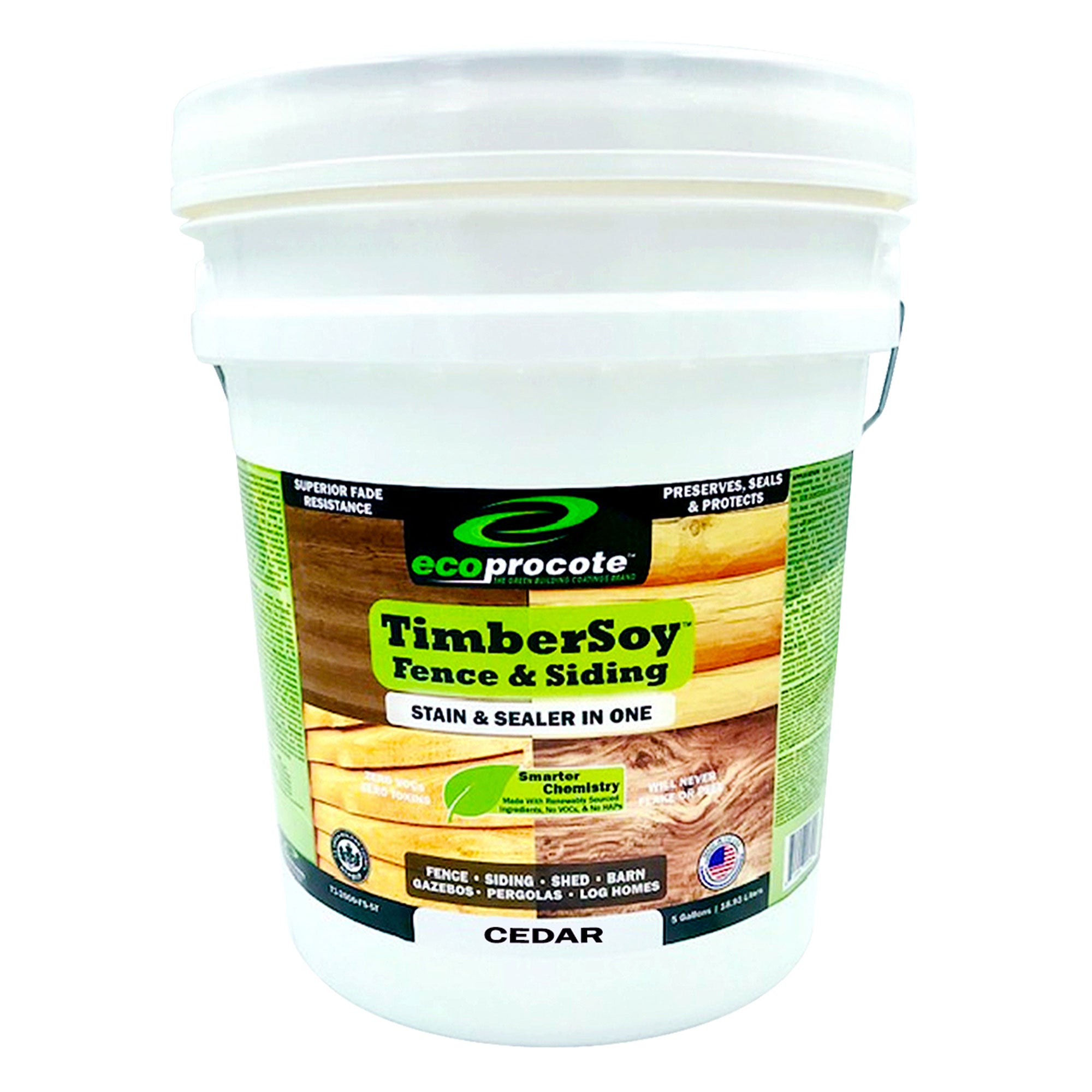 EcoProCote TimberSoy Non Toxic All in 1 Wood Stain and Sealer, Cedar, 5 Gallon