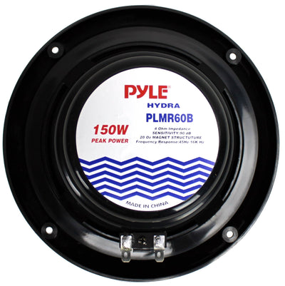 2) NEW PYLE PLMR60B 6.5" 150W Marine/Boat Dual Cone Waterproof Speakers PAIR