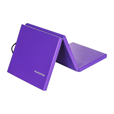 BalanceFrom Fitness GoGym 6x2' Folding Exercise Mat w/Handles, Purple (Open Box)