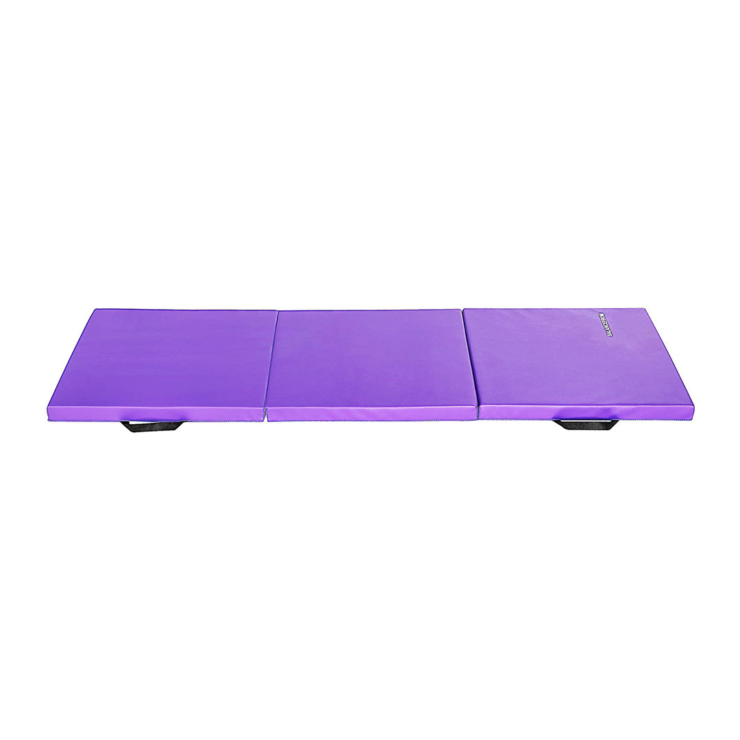 BalanceFrom Fitness GoGym 6x2' Folding Exercise Mat w/Handles, Purple (Open Box) - VMInnovations
