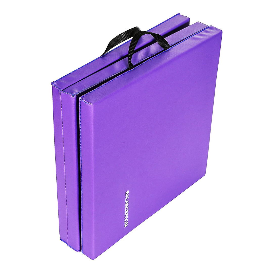 Fitness GoGym 6x2ft Folding 3 Panel Exercise Mat w/Handles, Purple (Used) - VMInnovations