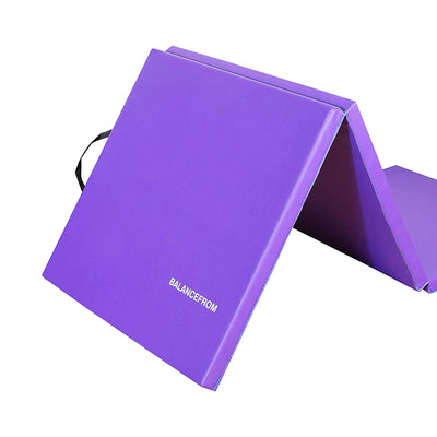 BalanceFrom Fitness GoGym 6x2ft Folding 3 Panel Exercise Mat w/Handles, Purple