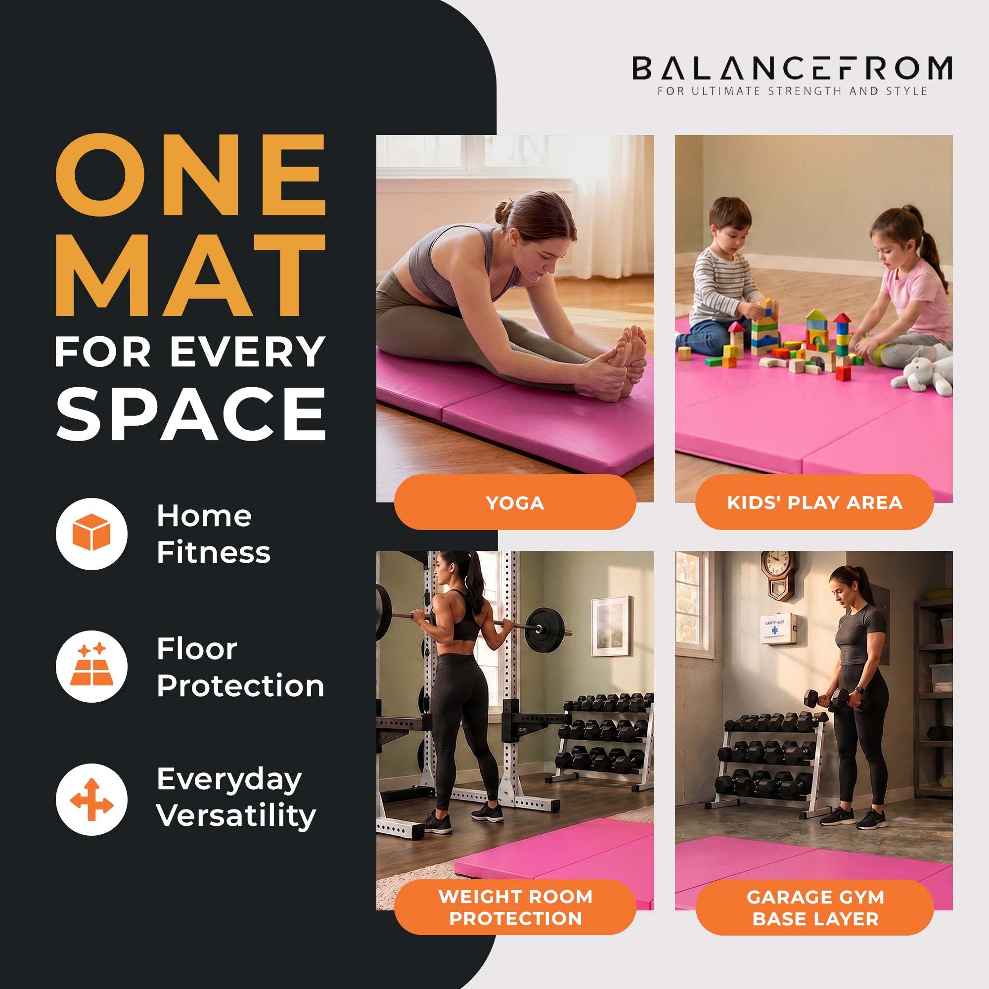 BalanceFrom Fitness GoGym 2 Inch Thick Tri Fold Folding Gymnastics Mat (Used)