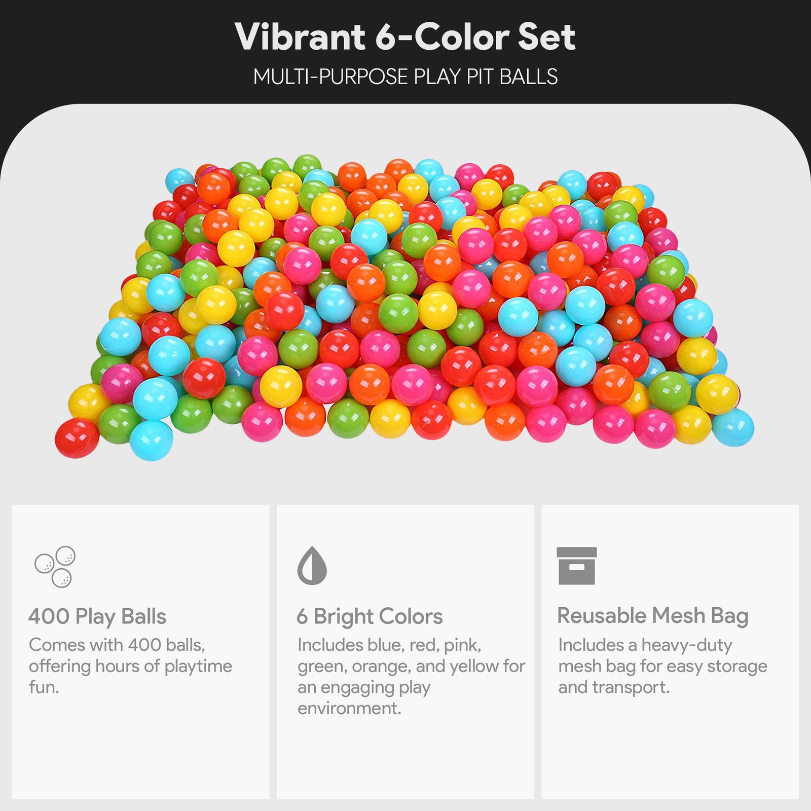 BalanceFrom Fitness 2.3 In Crush Proof Play Pit Balls w/ Storage Bag, Multicolor - VMInnovations