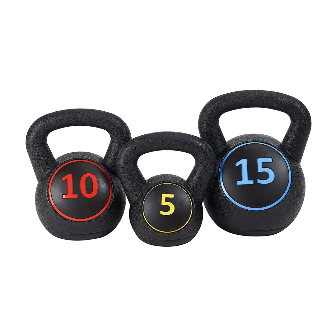 BalanceFrom Wide Grip Kettlebell Exercise Weights, 5, 10, and 15Lb (Open Box) - VMInnovations