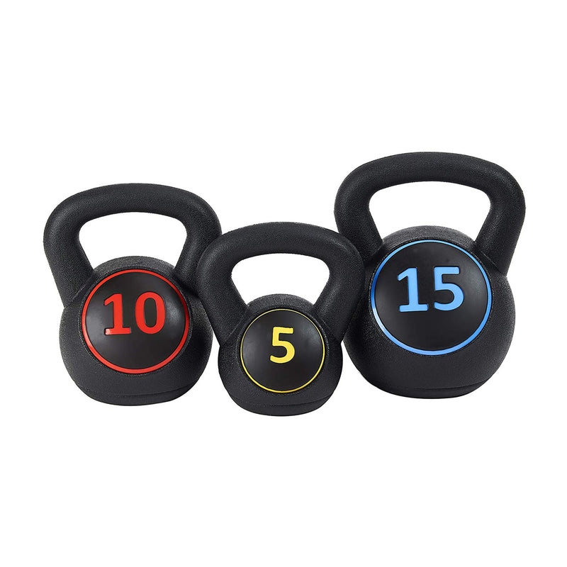 BalanceFrom Wide Grip Kettlebell Exercise Weights, 5, 10, and 15Lb (Open Box)