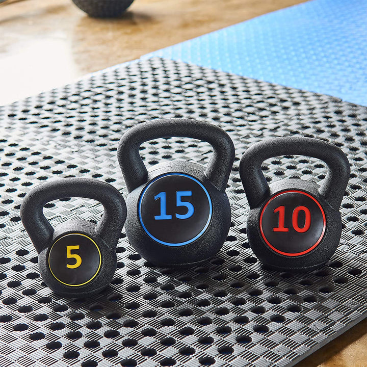 BalanceFrom Wide Grip Kettlebell Exercise Weights, 5, 10, and 15Lb (Open Box) - VMInnovations