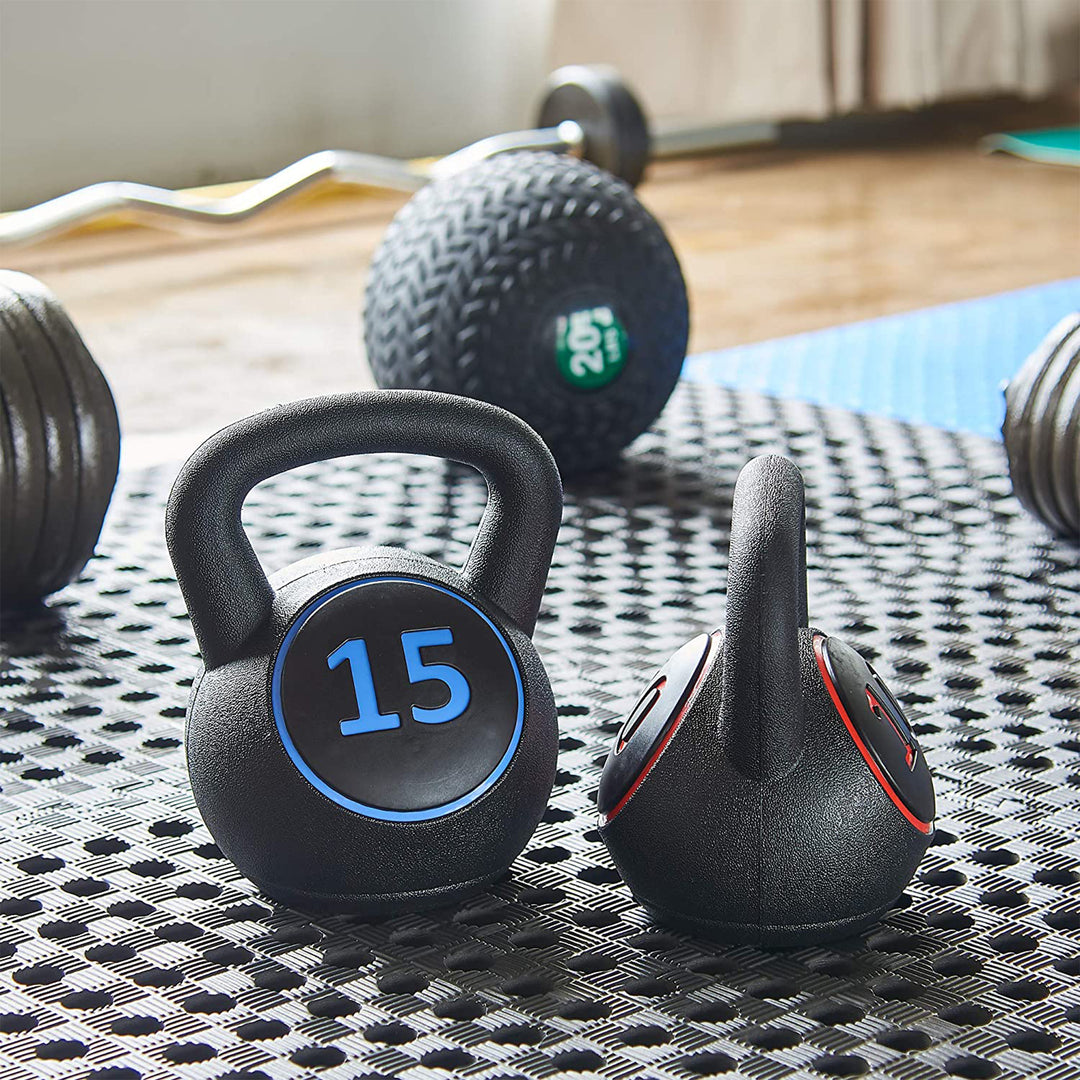 BalanceFrom Wide Grip Kettlebell Fitness Exercise Weights, 5, 10, and 15 Pounds