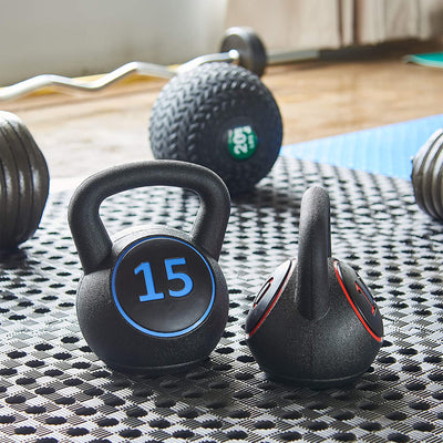 BalanceFrom Wide Grip Kettlebell Fitness Exercise Weights, 5, 10, and 15 Pounds
