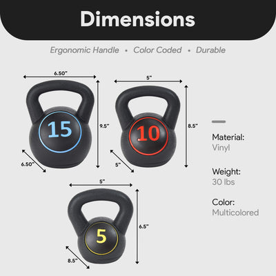 BalanceFrom Wide Grip Kettlebell Exercise Weights, 5, 10, and 15Lb (Open Box)