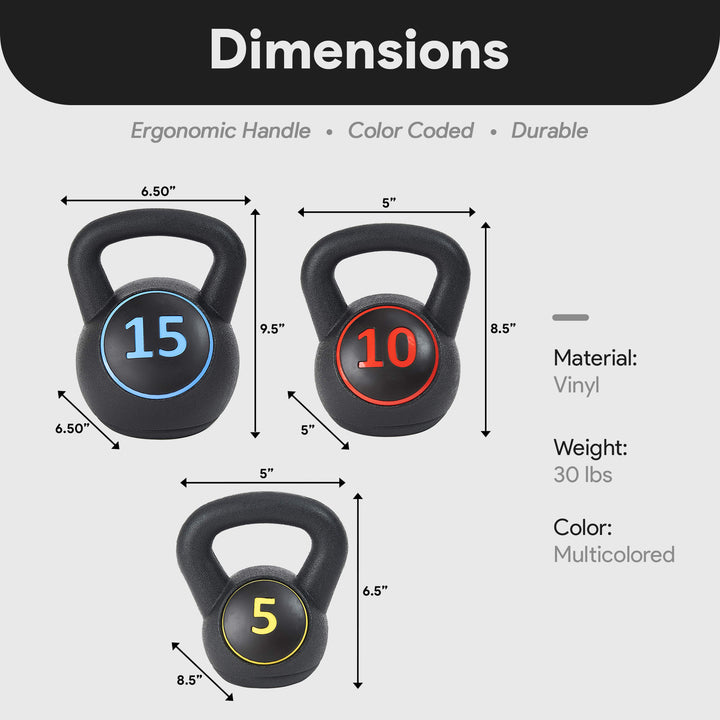 BalanceFrom Wide Grip Kettlebell Exercise Weights, 5, 10, and 15Lb (Open Box) - VMInnovations