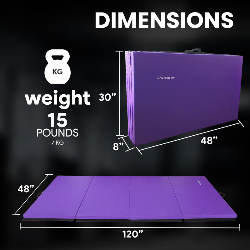 BalanceFrom Fitness GoGym 120x48in All Purpose Folding Gymnastics Mat, Purple