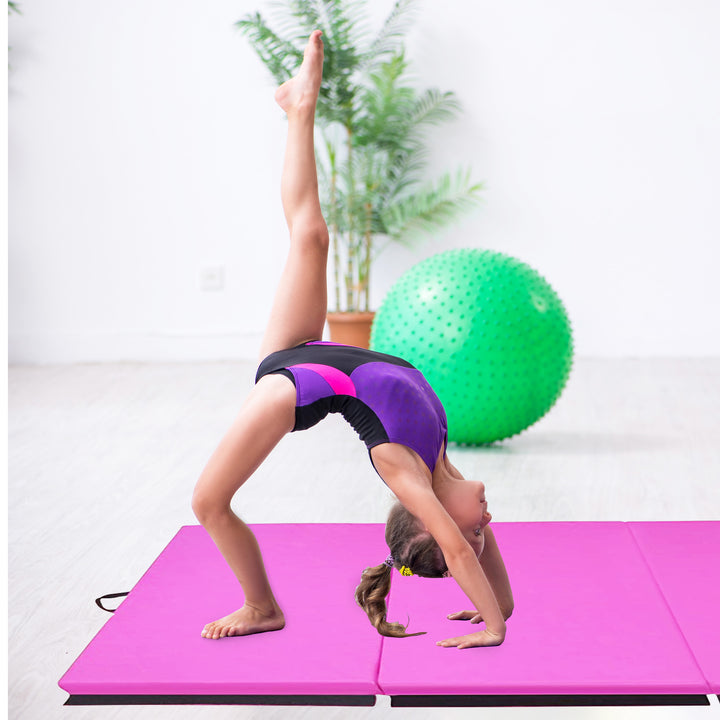 Fitness GoGym 120x48in All Purpose Folding Gymnastics Mat, Pink (Used)